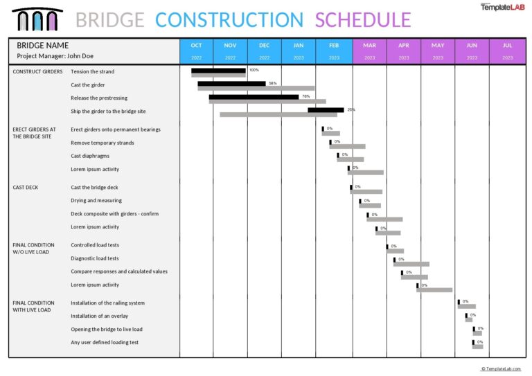 23 Construction Schedule Templates In Word U0026 Excel TemplateLab
