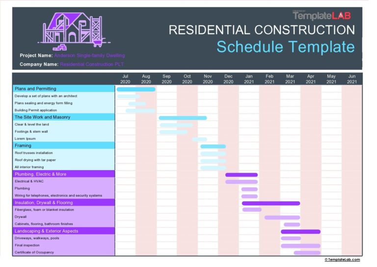 23 Construction Schedule Templates In Word U0026 Excel TemplateLab