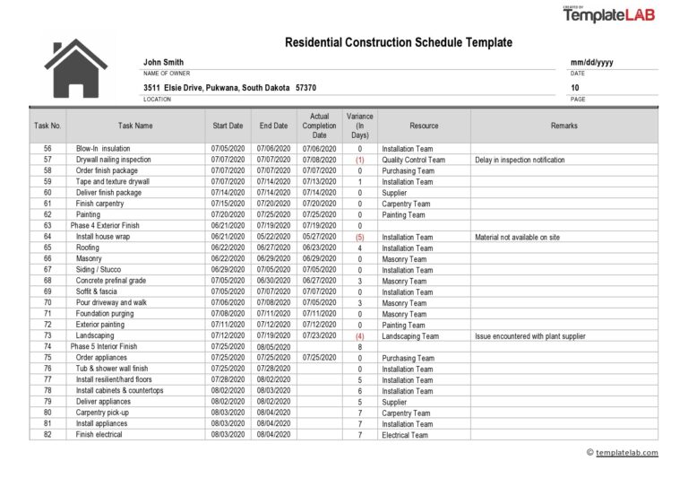 23 Construction Schedule Templates In Word U0026 Excel TemplateLab