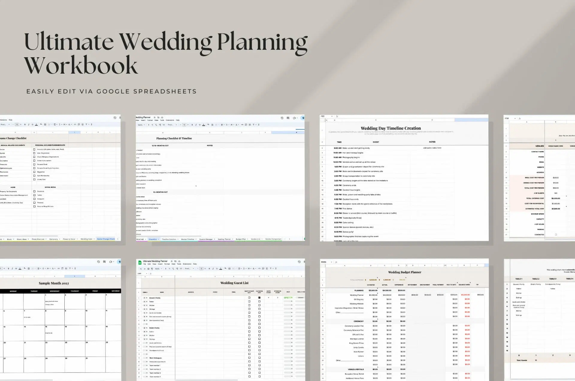 5 Wedding Planning Google Spreadsheet Templates