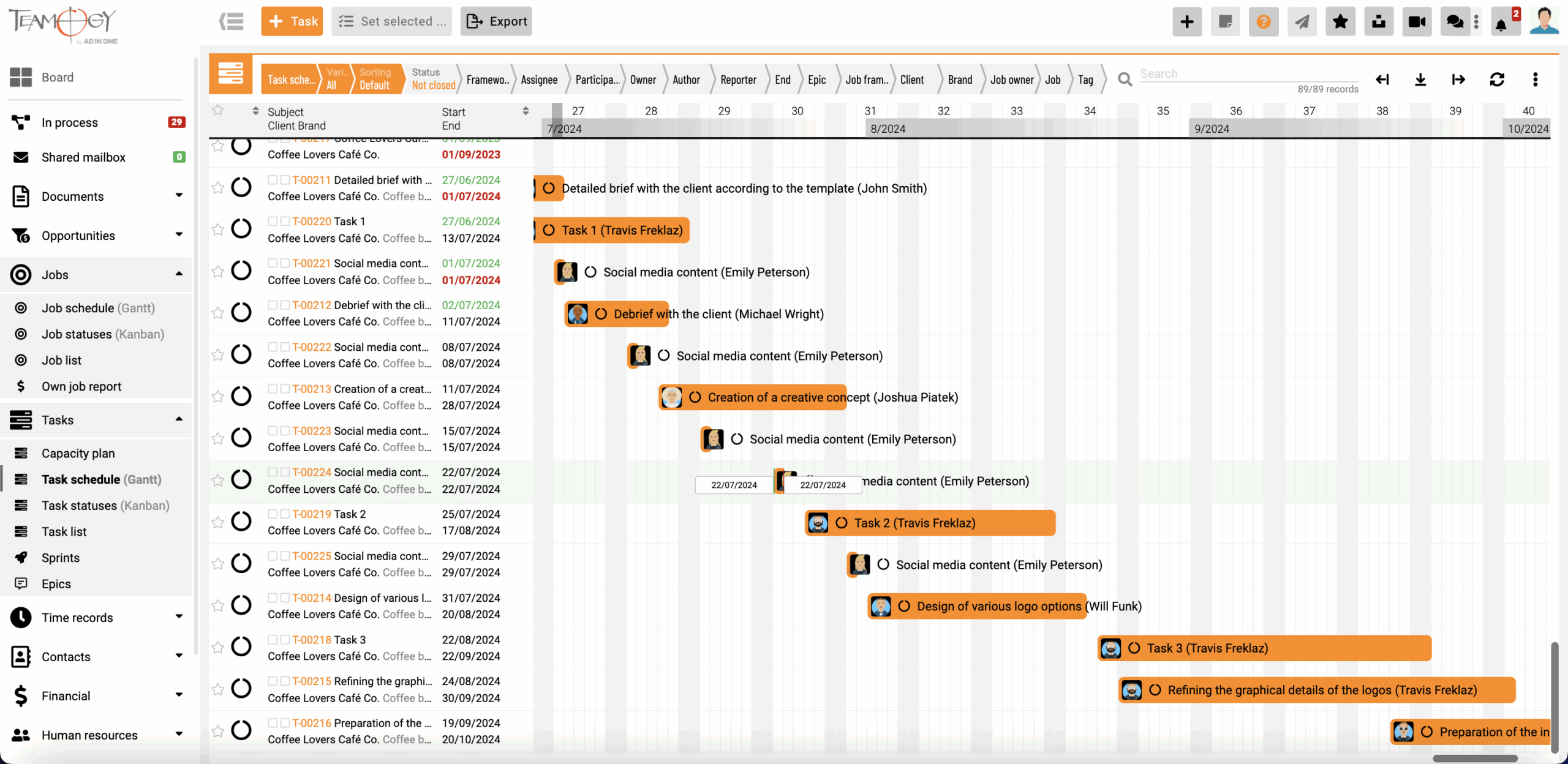 About Task Schedule Gantt Teamogy