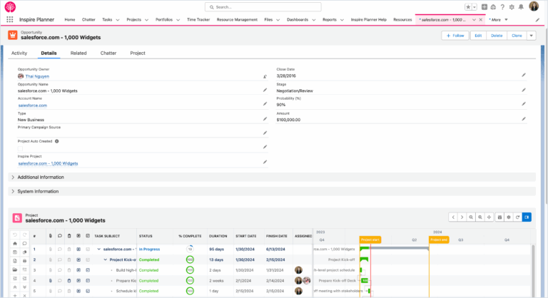 Adding The Inspire Planner Portable Gantt Gantt LWC To A Lightning Page Inspire Planner Help Center Inspire Planner