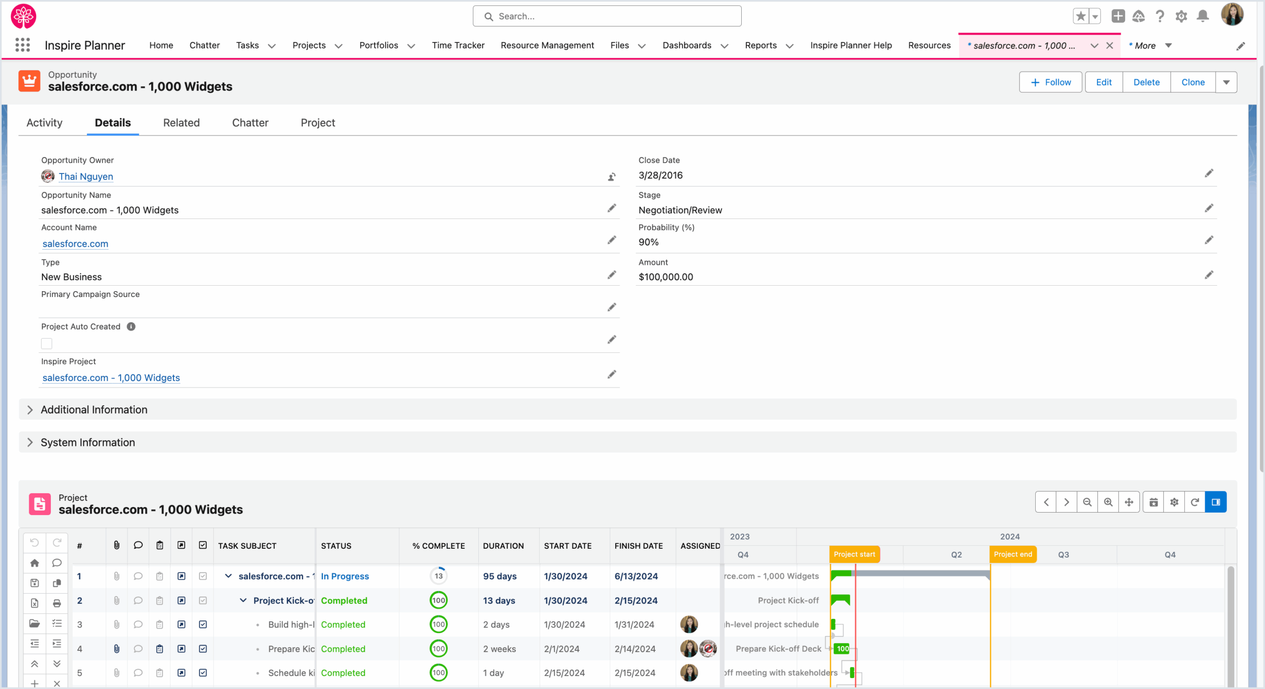 Adding The Inspire Planner Portable Gantt Gantt LWC To A Lightning Page Inspire Planner Help Center Inspire Planner