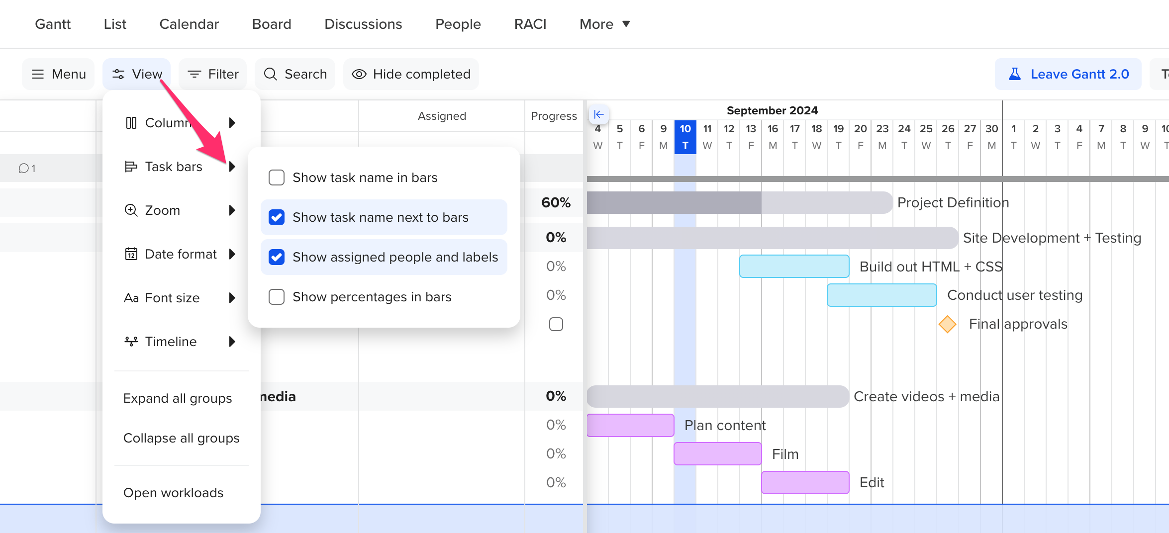 Task Name In Gantt Chart