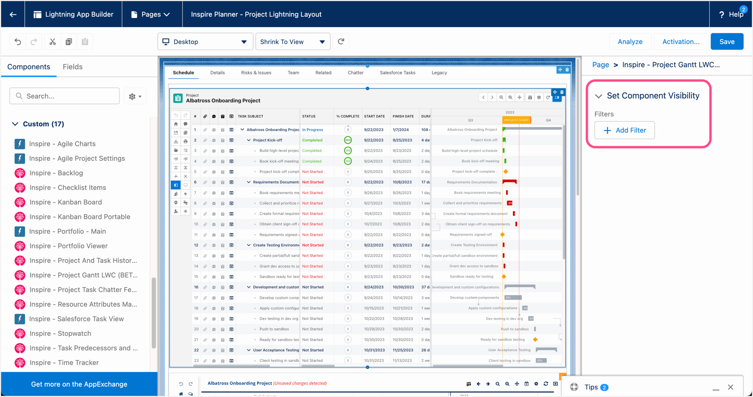 Admin Guide Gantt Lightning Web Component LWC Inspire Planner Help Center Inspire Planner