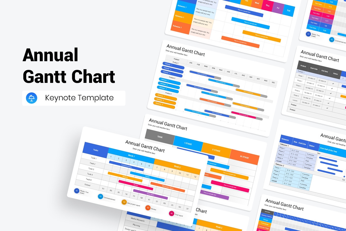 Annual Gantt Chart Keynote Presentation Template Nulivo Market