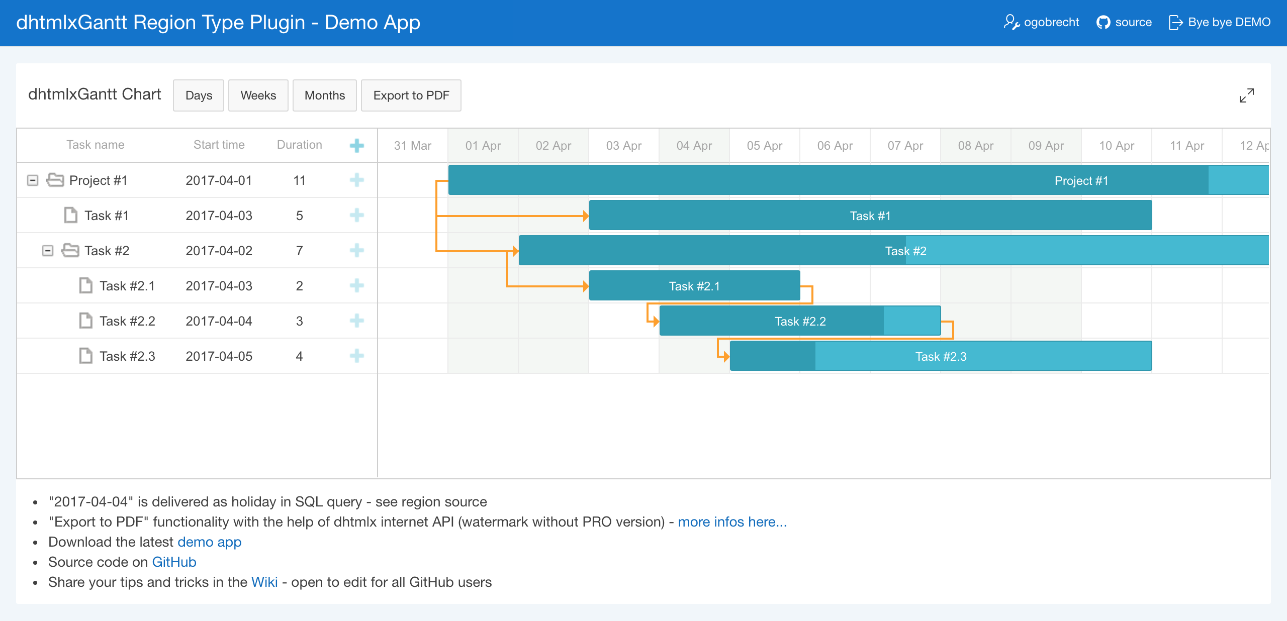 APEX Plugin DhtmlxGantt