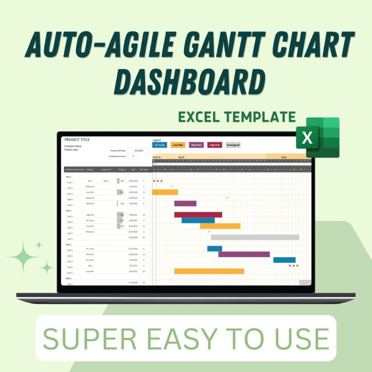 Auto agile Gantt Chart Dashboard Excel Template Excel Templates Project Tasks Tracking Easy To Use For Any Business Task Tracker Etsy