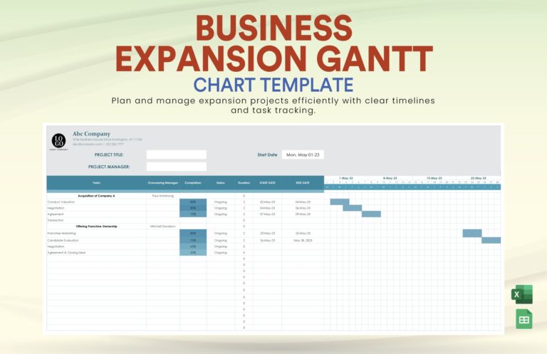 Business Expansion Gantt Chart Template In Excel Google Sheets Download Template