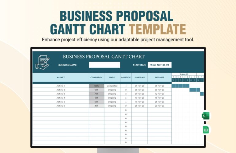 Business Proposal Gantt Chart Template In Excel Google Sheets Download Template