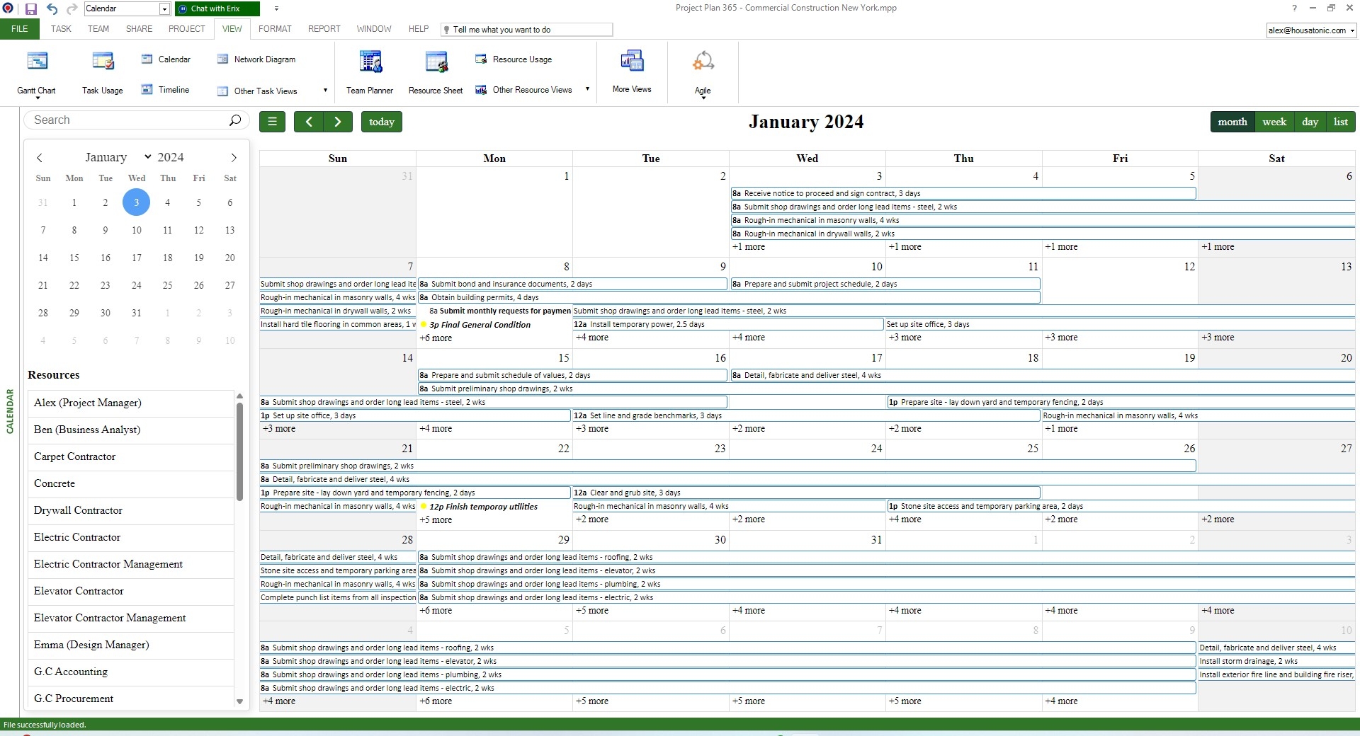 Calendar View Project Plan 365