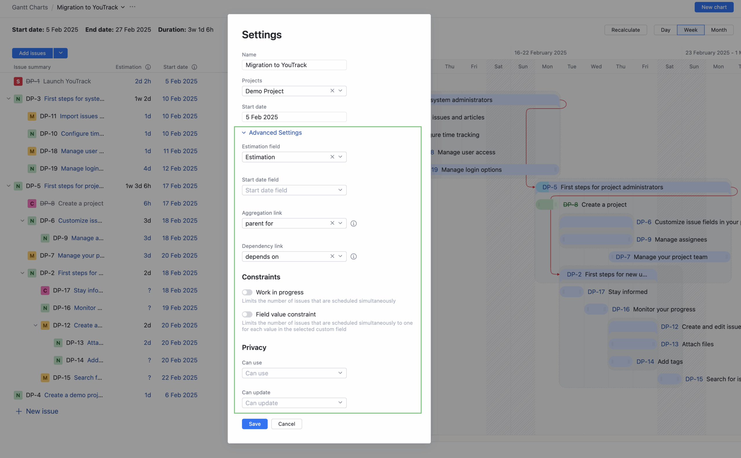 Configure A Gantt Chart YouTrack Server Documentation