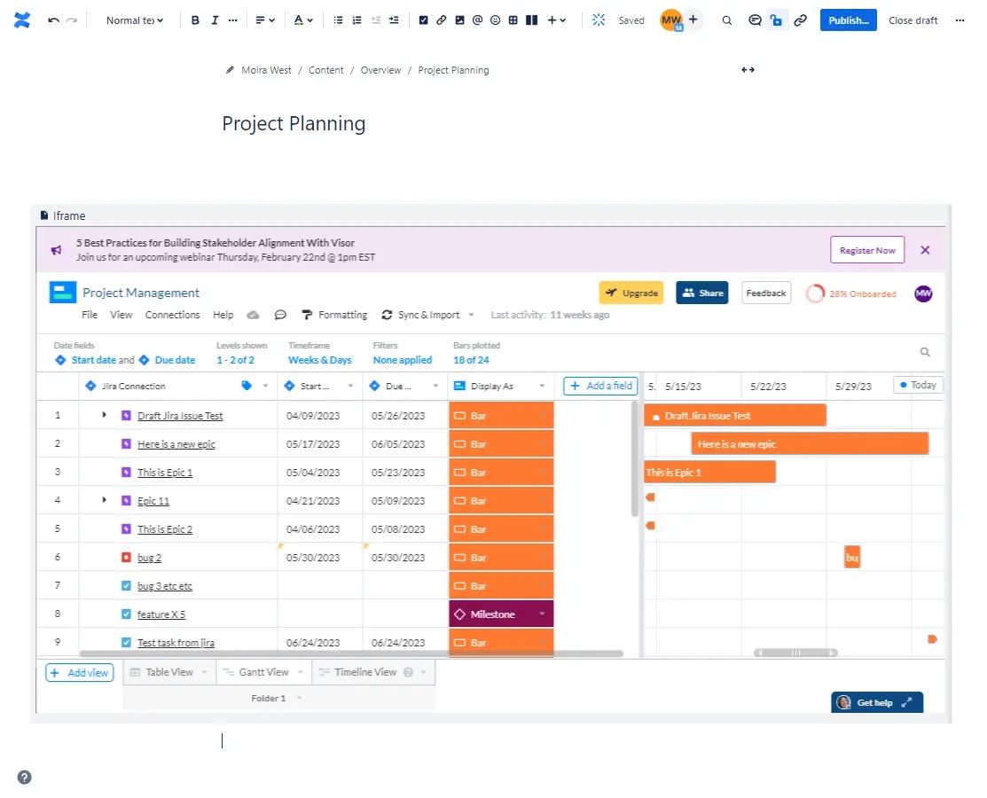 Confluence Gantt Chart