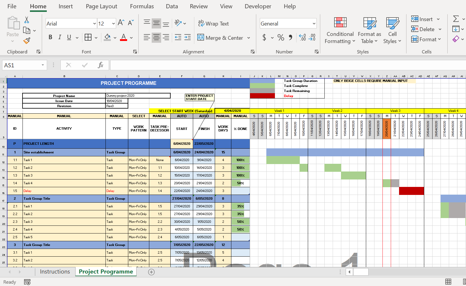 Commercial Construction Gantt Chart