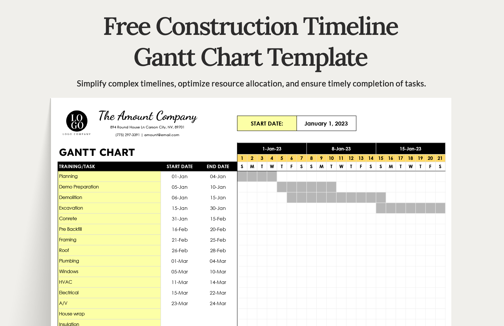 Construction Timeline Gantt Chart Template In Excel Google Sheets Download Template