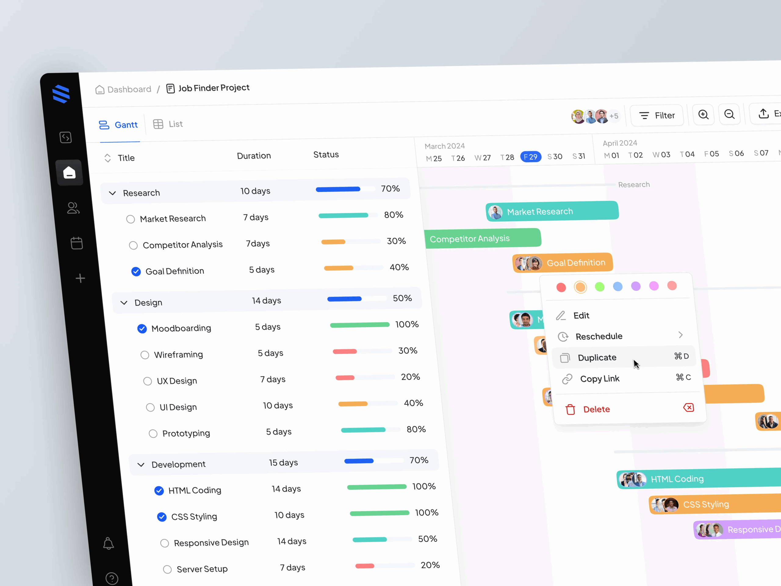 Dashboard Gantt Chart By Rama Zuldi For Odama On Dribbble
