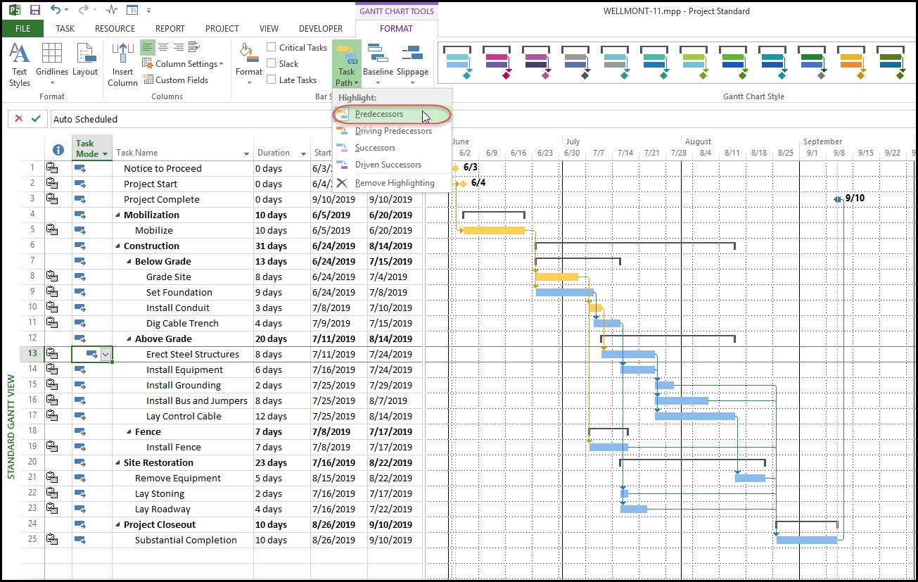Displaying The Task Path In Microsoft Project Displaying The Task Path In Microsoft Project
