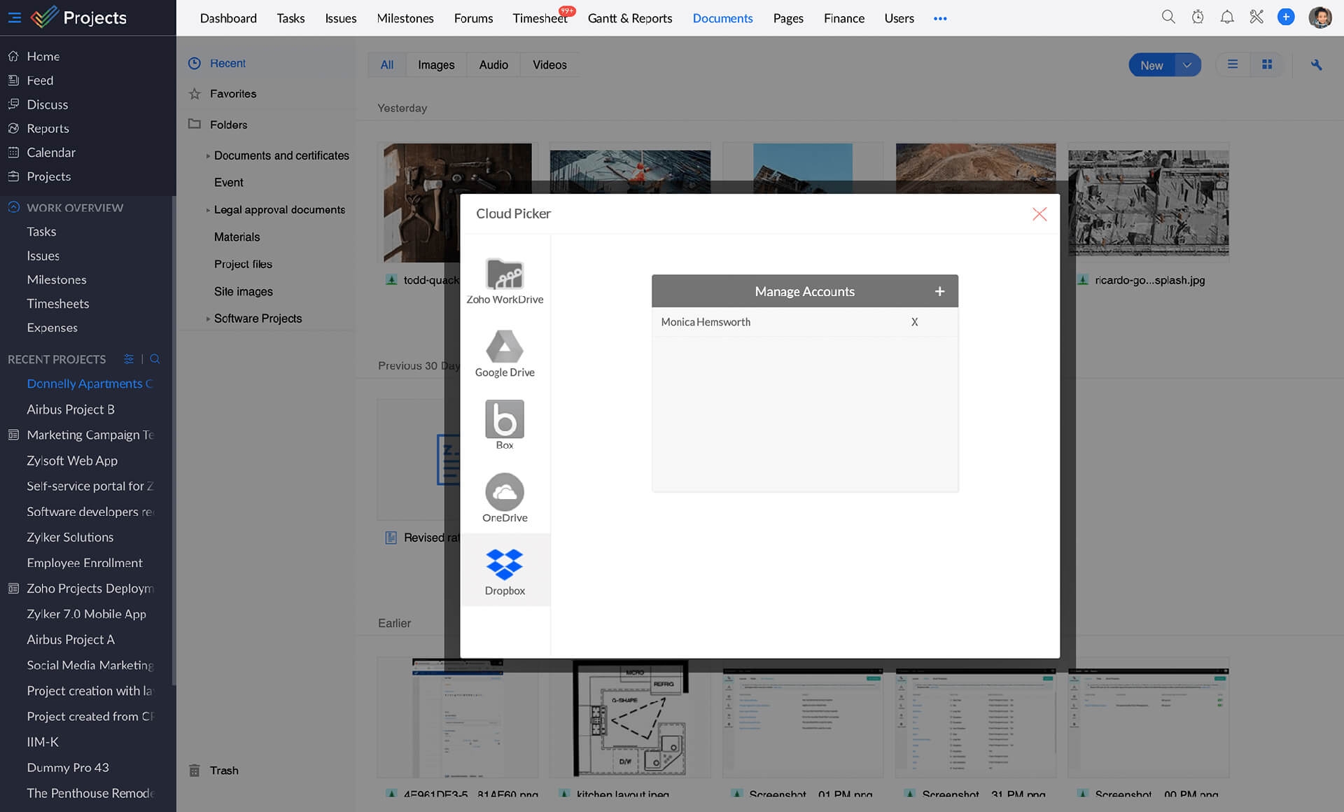 Dropbox Integration In Zoho Projects