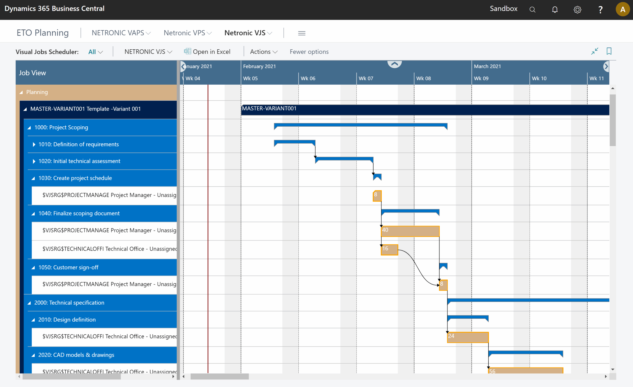 Dynamics 365 BC Visual Jobs Scheduler VJS Project Planning