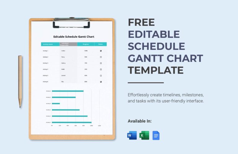 Editable Schedule Gantt Chart Template In Excel Word Google Docs Download Template