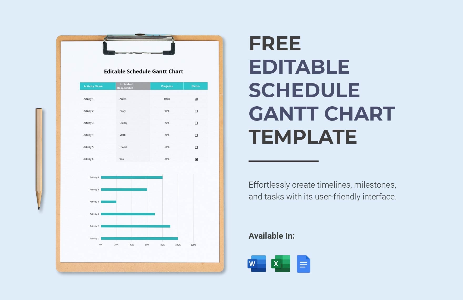 Editable Schedule Gantt Chart Template In Excel Word Google Docs Download Template