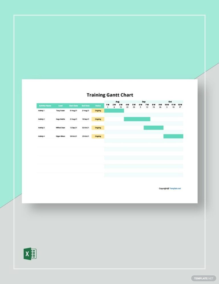 Editable Training Gantt Chart Templates In Excel To Download