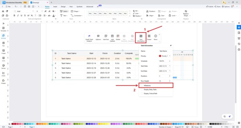EdrawMax Guide Edit Gantt Chart Data