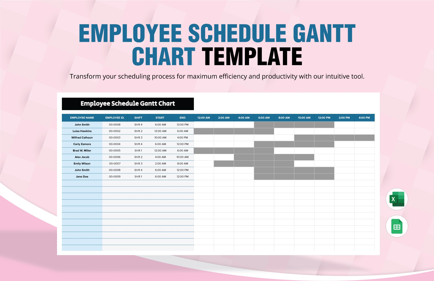 Employee Schedule Gantt Chart Template In Excel Google Sheets Download Template