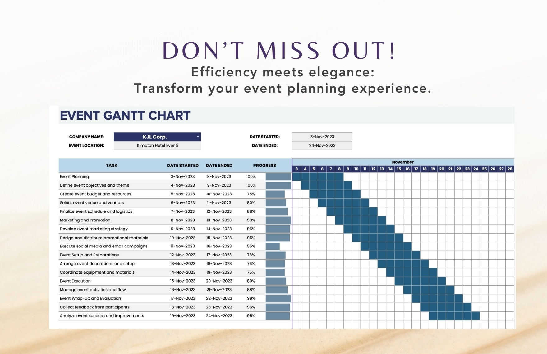 Event Gantt Chart Template In Excel Google Sheets Download 