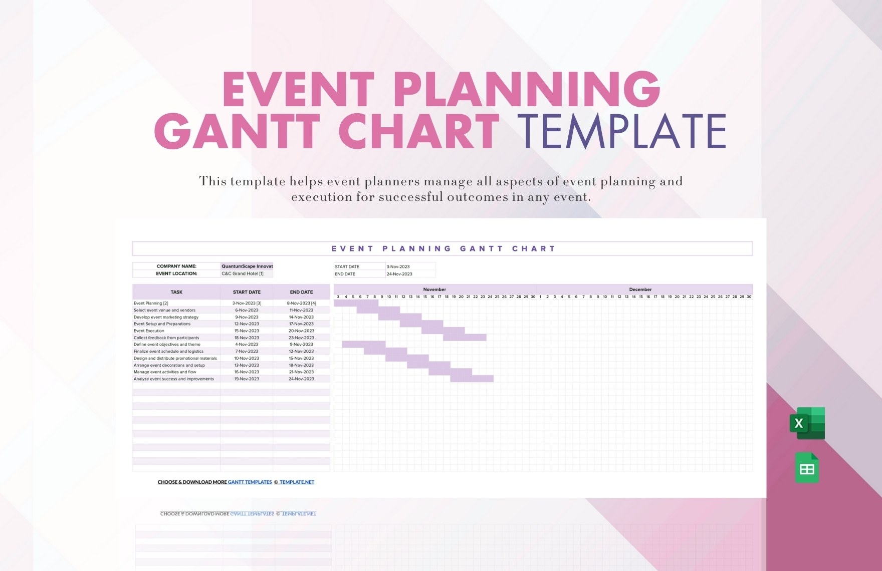 Event Planning Gantt Chart Template In Excel Google Sheets 