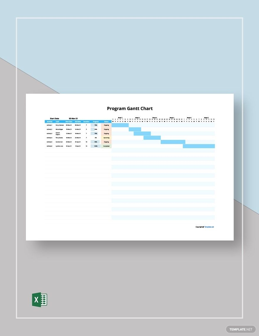 Example Restaurant Gantt Chart Template In Excel Download Template