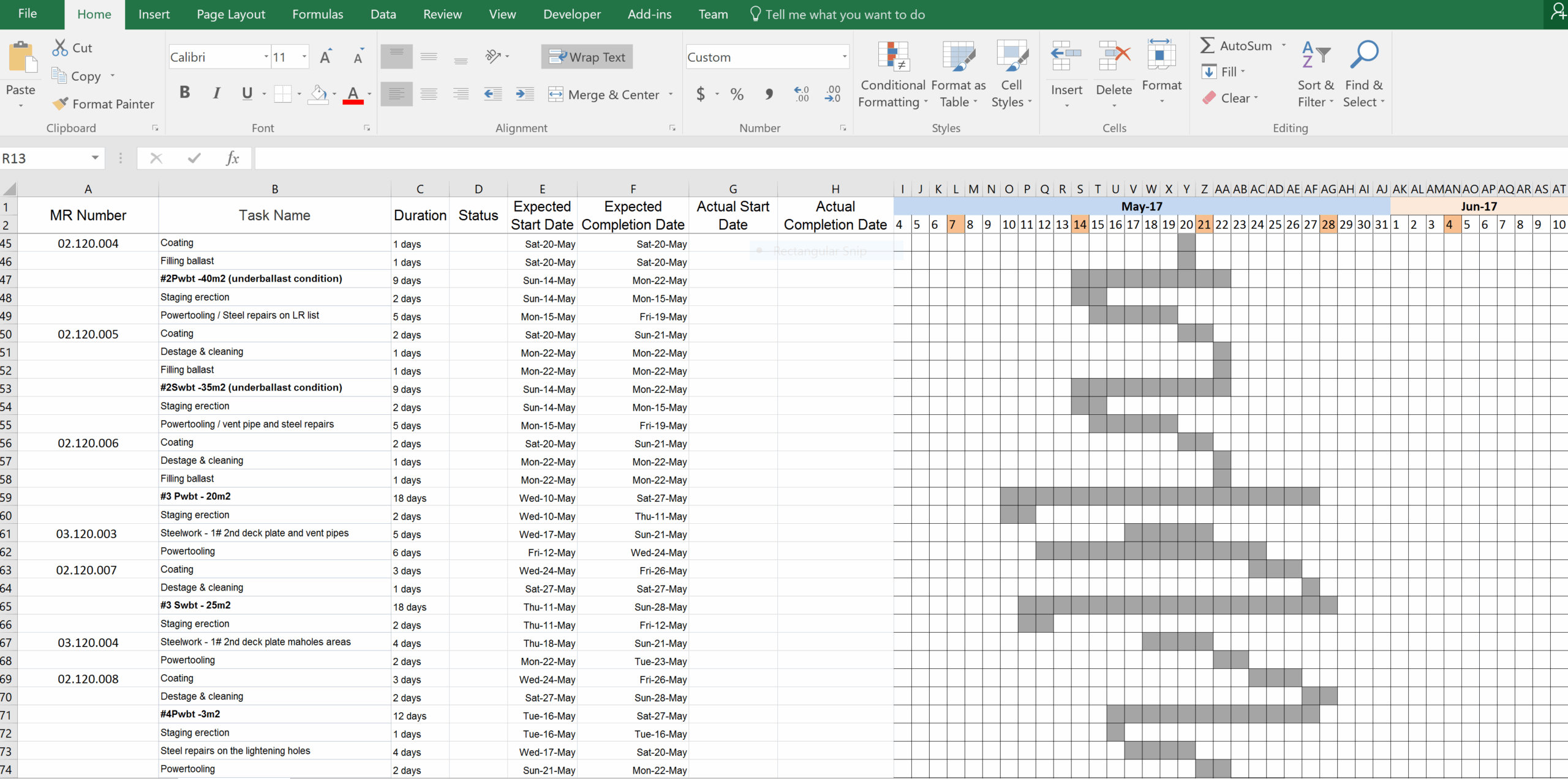Excel How Do I Make A Gantt Chart With Multiple Date Entry Fields That Change The Colour Of The Chart With Conditional Formatting Stack Overflow