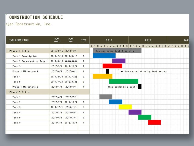 EXCEL Of Construction Schedule Gantt Chart xlsx WPS Free Templates