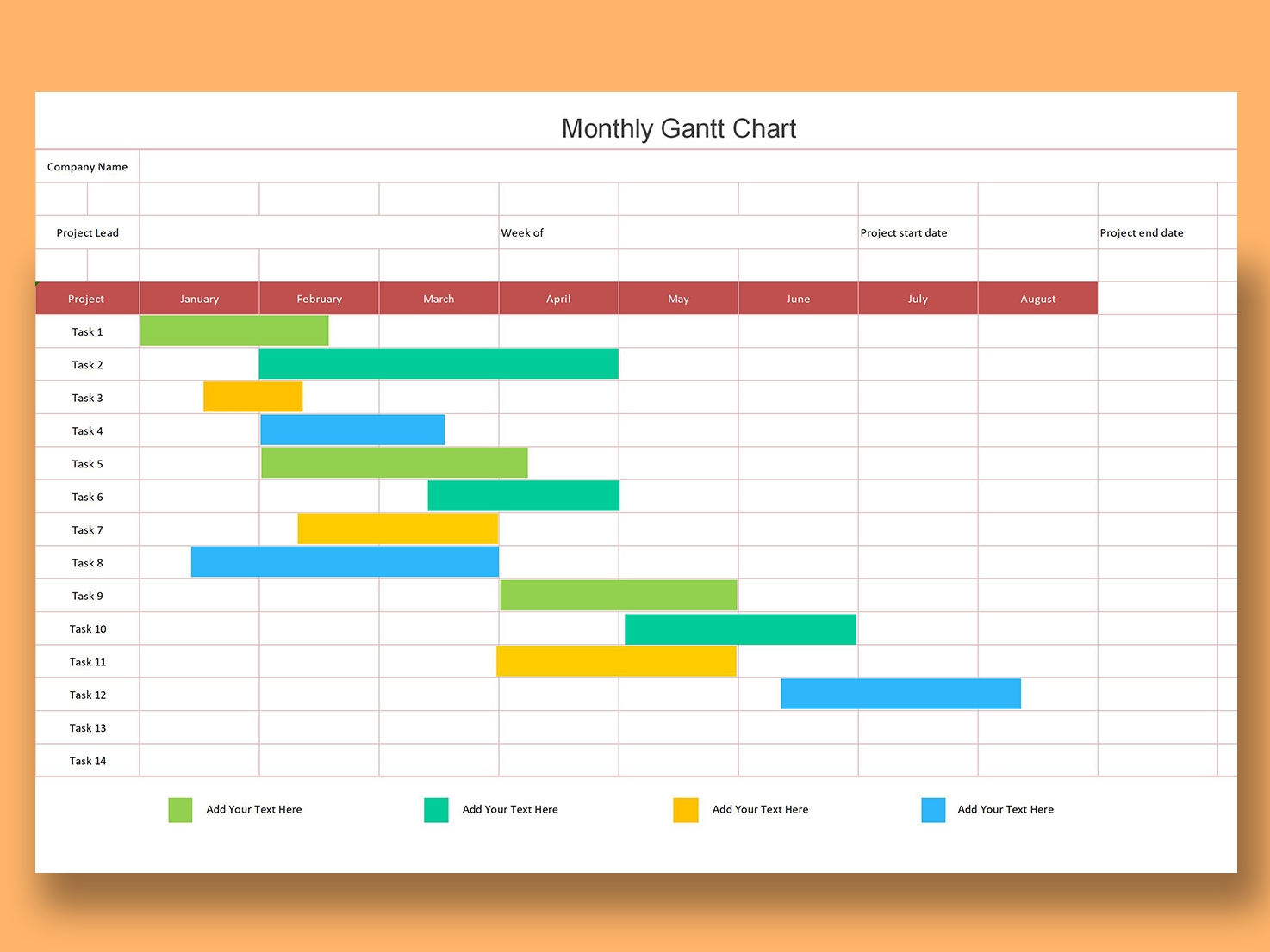 EXCEL Of Simple Monthly Gantt Chart xlsx WPS Free Templates