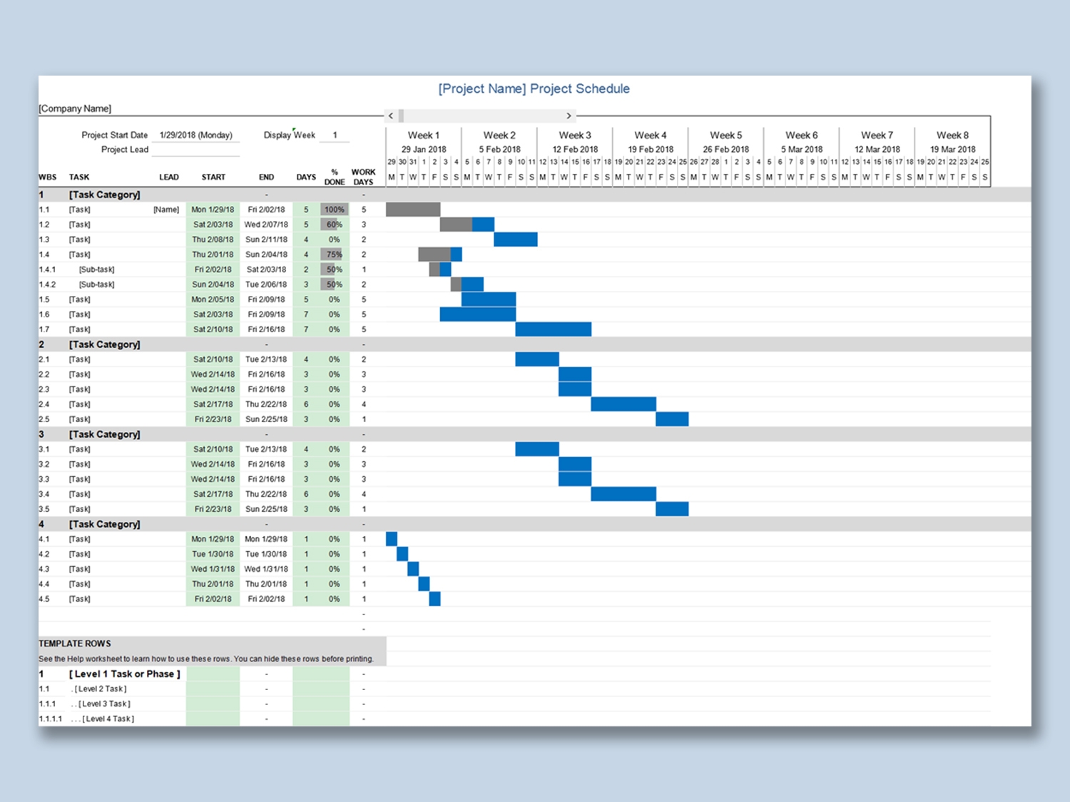 EXCEL Of Test Project Gantt Chart xlsx WPS Free Templates