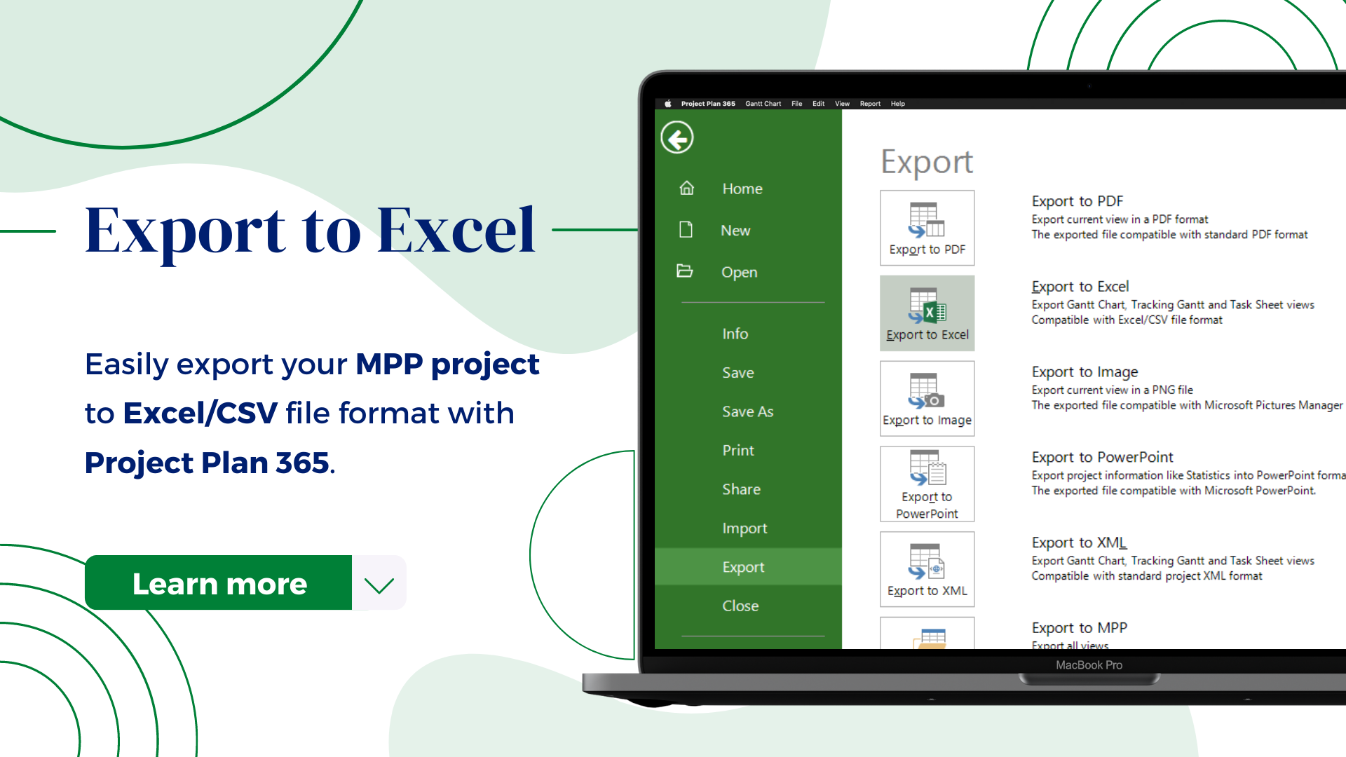 Export To Excel CSV Project Plan 365