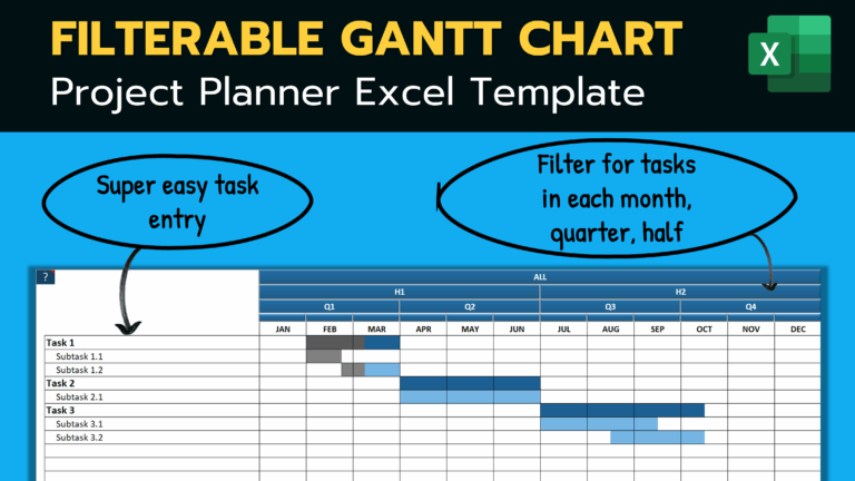 Filterable Excel Gantt Chart Template FREE VERSION bi weekly 