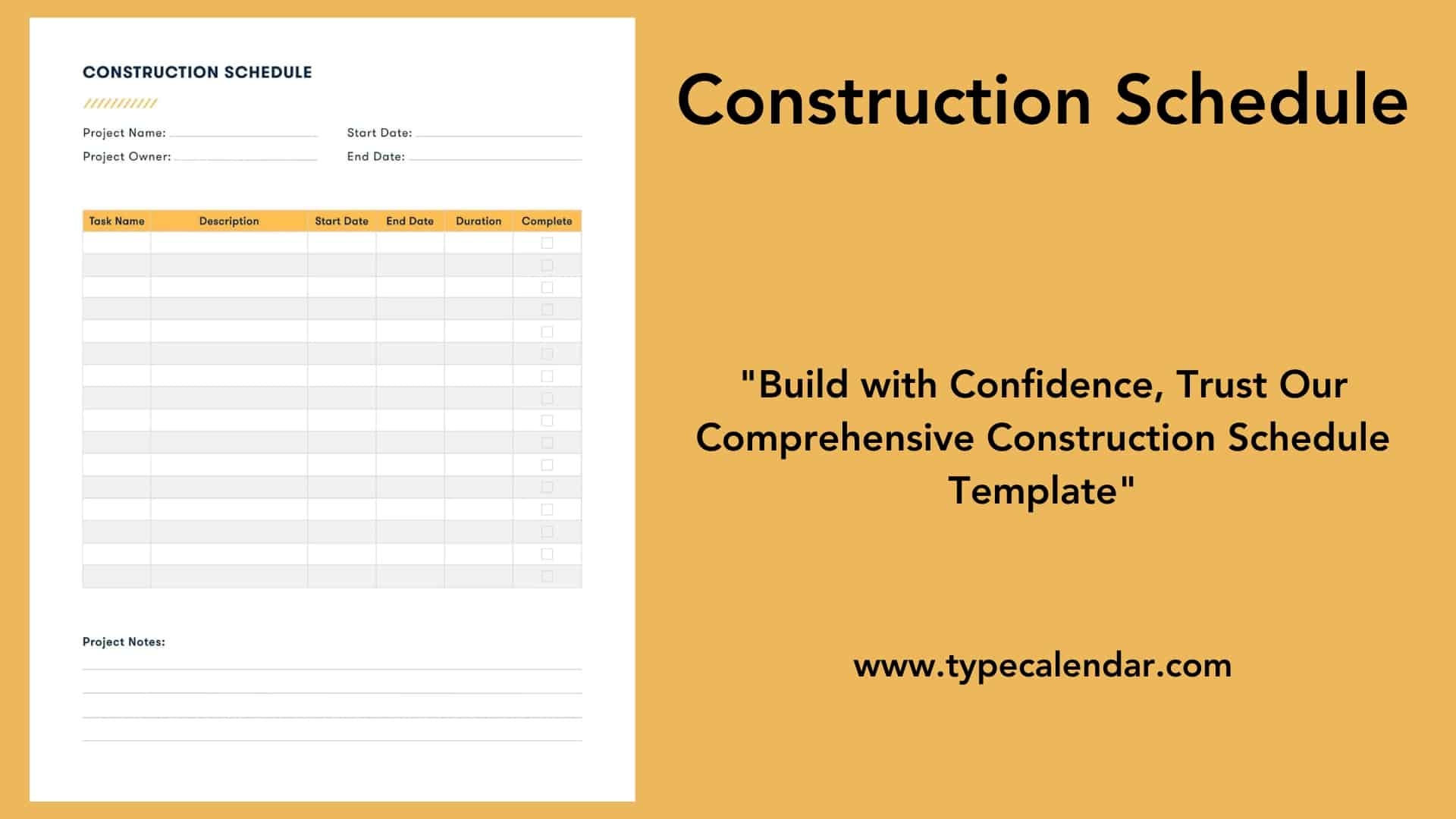Free Printable Construction Schedule Templates PDF Word 