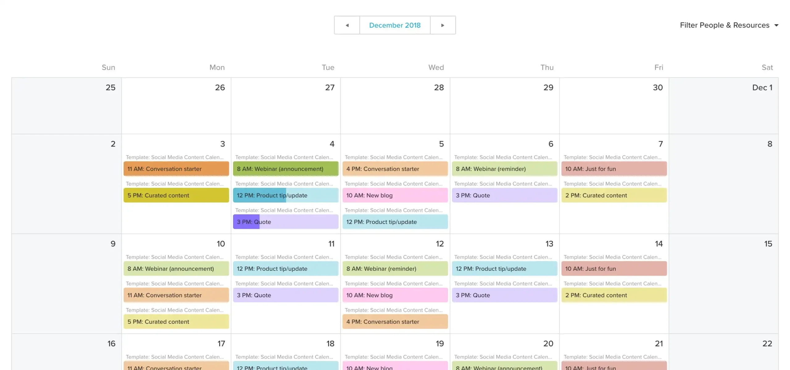 Free Social Media Calendar Template For Content Planning