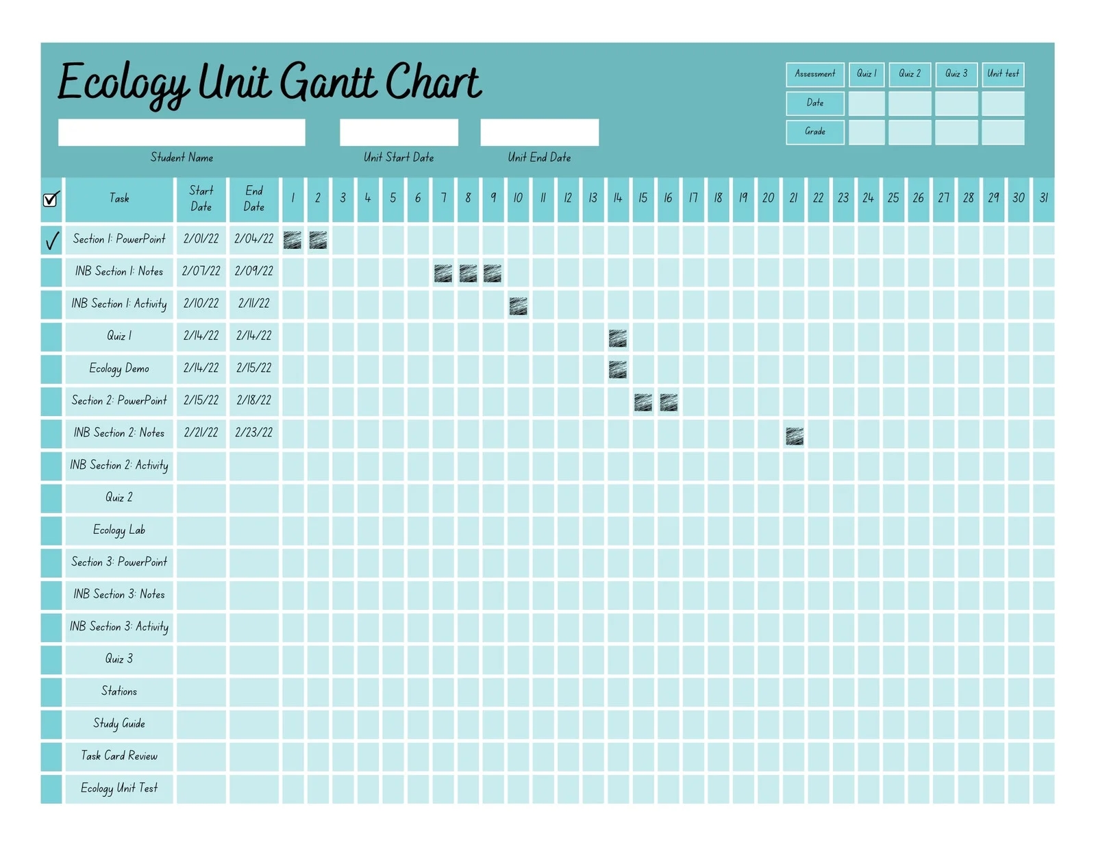 Monthly Gantt Chart