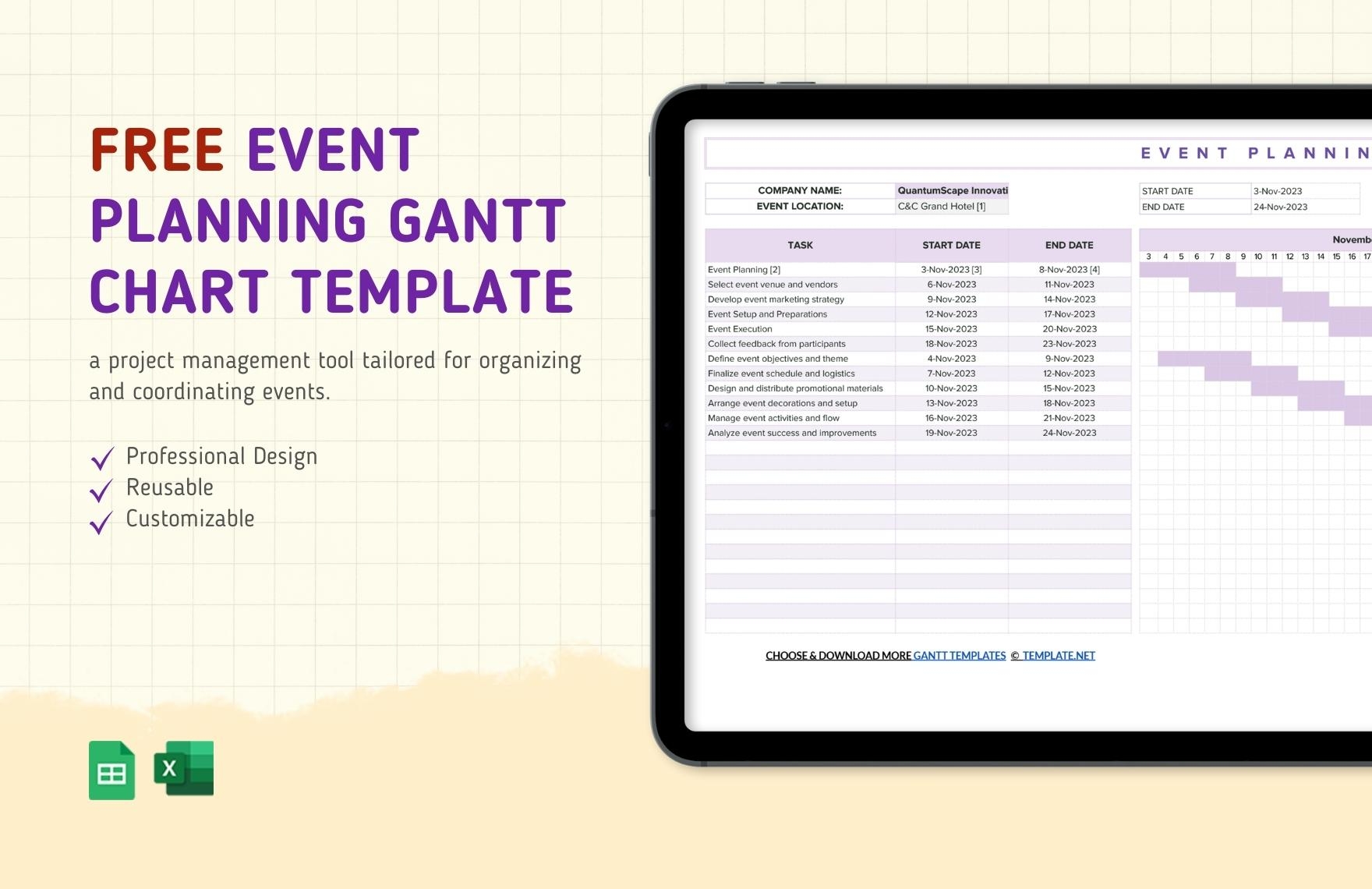Fundraising Event Gantt Chart Template In Excel Download Template