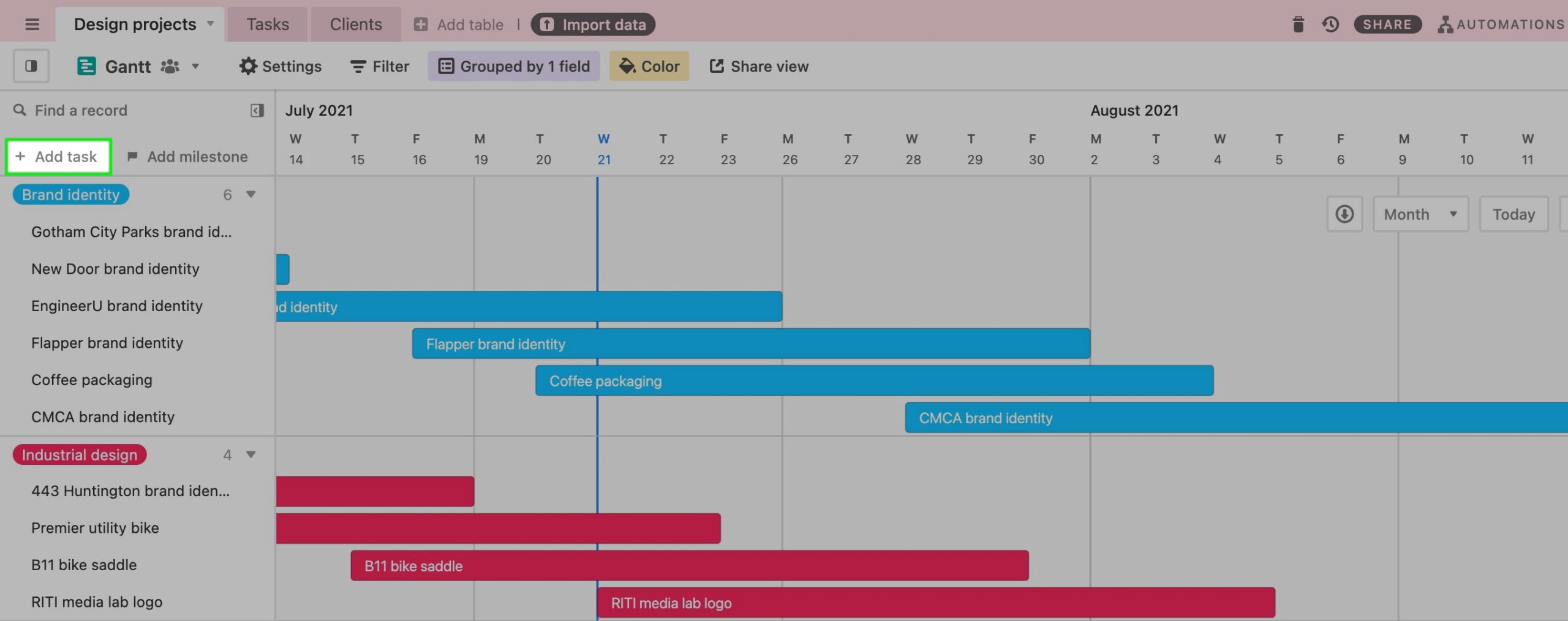 Empty Gantt Chart