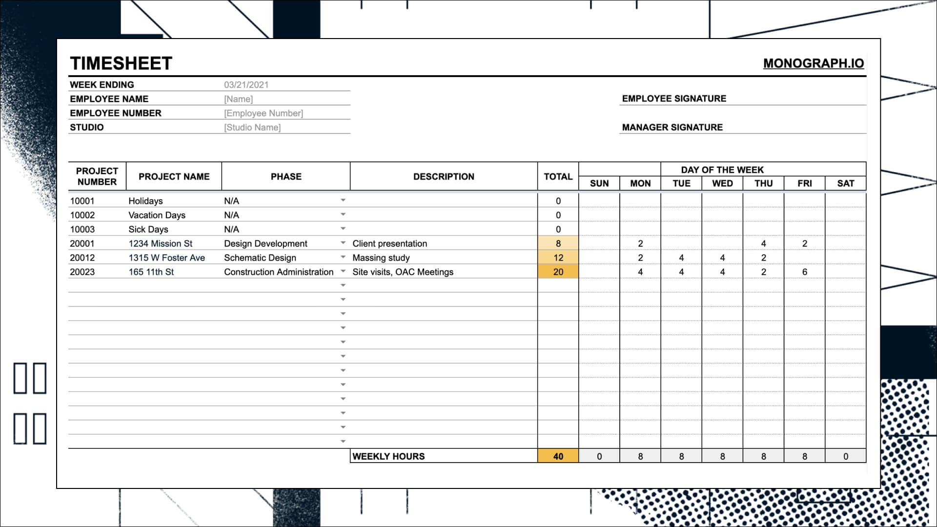 Architecture Gantt Chart Example
