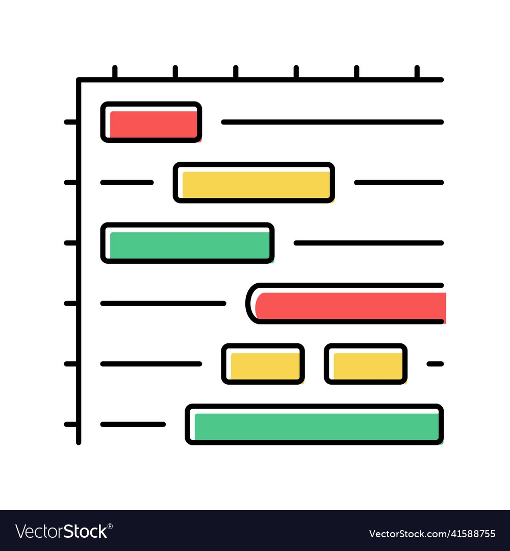 Gantt Chart Color Icon Royalty Free Vector Image