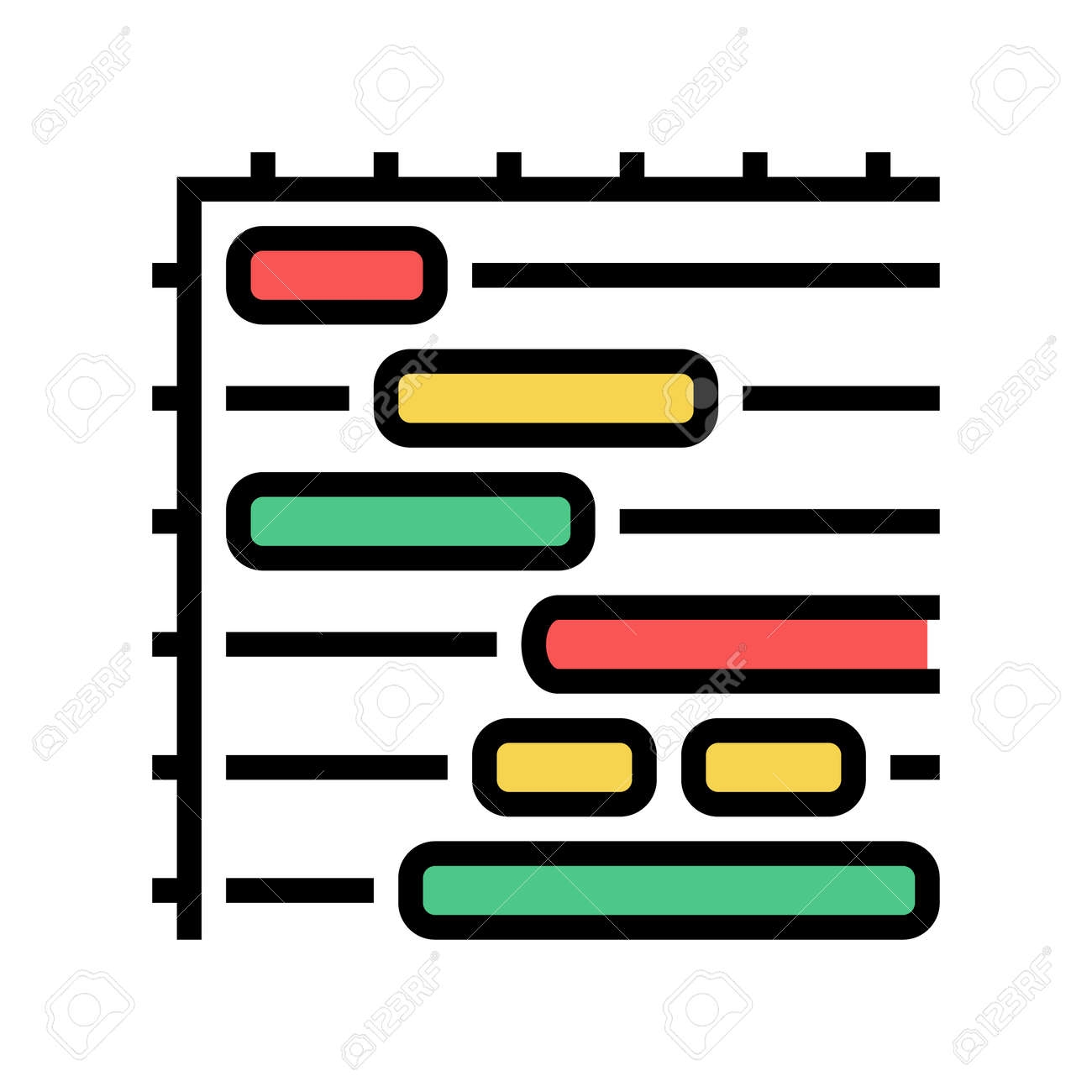 Gantt Chart Color Icon Vector Gantt Chart Sign Isolated Symbol 