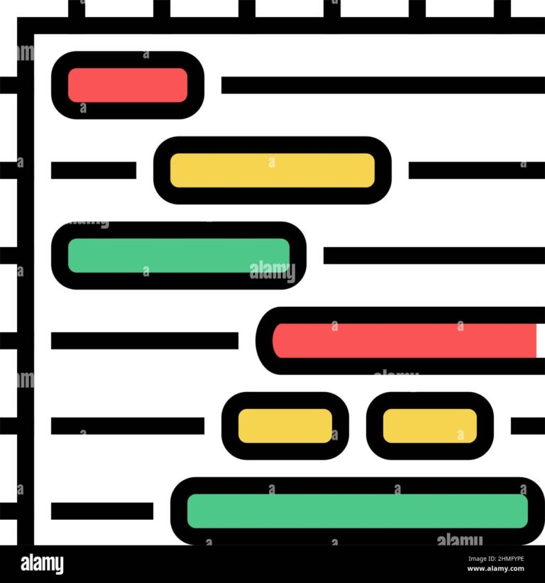 Gantt Chart Color Icon Vector Illustration Stock Vector Image 