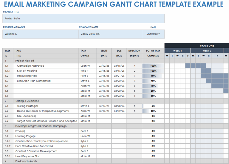 Gantt Chart Examples Smartsheet