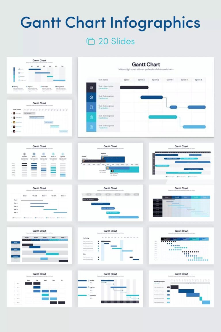 Gantt Chart Infographics MasterBundles