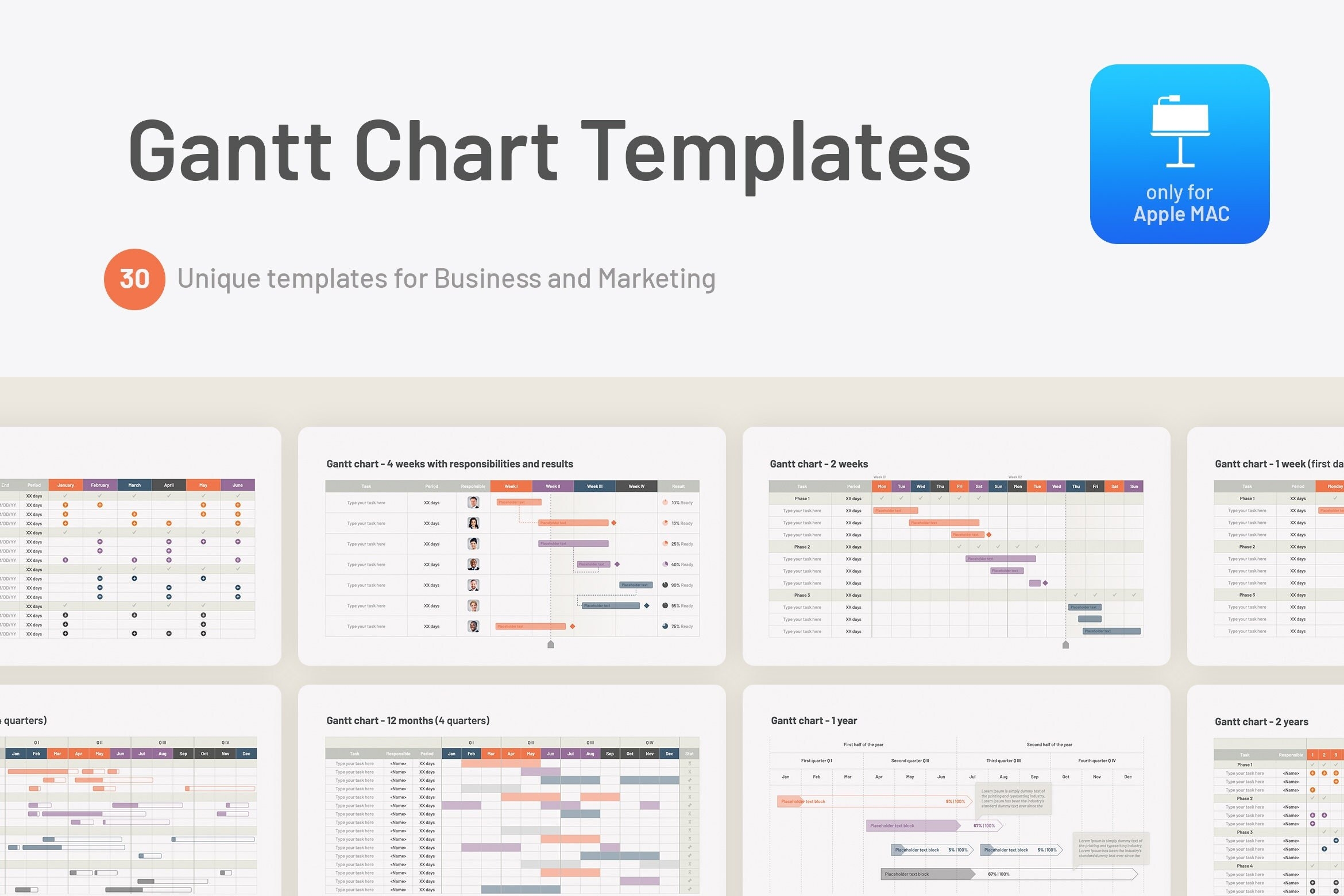 Gantt Chart Keynote Templates Etsy