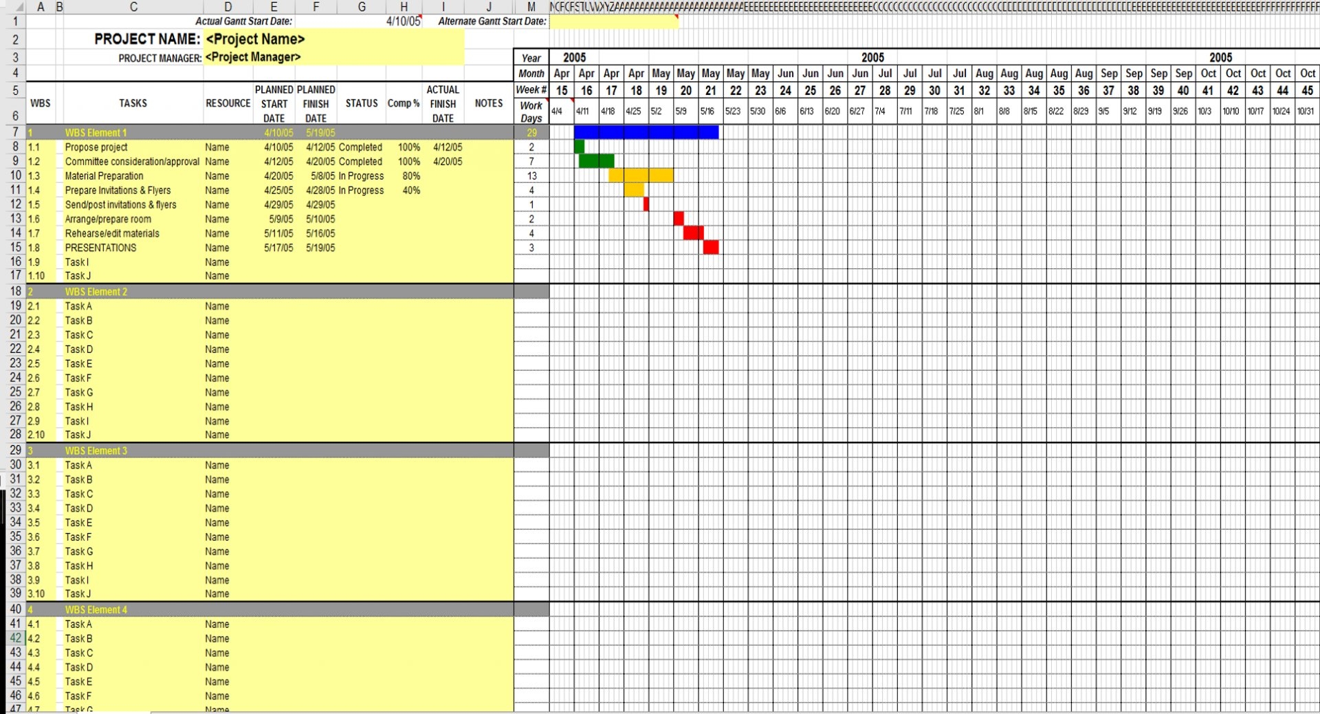 Vacation Gantt Chart
